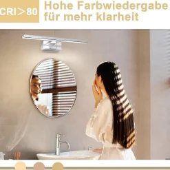NETTLIFE Spiegelleuchte Led 8W et Blanc Neutre et 4000K Moderne Chromé 40cm