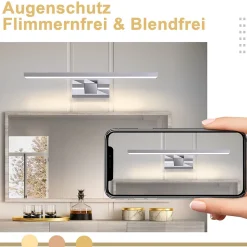 NETTLIFE Spiegelleuchte Led 8W et Blanc Neutre et 4000K Moderne Chromé 40cm