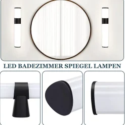 NETTLIFE 6W 30CM LED Salle de Bain IP44 Blanc Neutre 4000K Lampe Miroir Noir Moderne