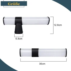 NETTLIFE 6W 30CM LED Salle de Bain IP44 Blanc Neutre 4000K Lampe Miroir Noir Moderne