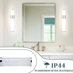NETTLIFE 6W 30CM LED Salle de Bain IP44 Blanc Neutre 4000K Lampe Miroir Chrome Moderne