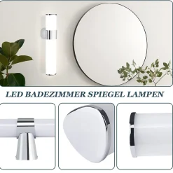 NETTLIFE 6W 30CM LED Salle de Bain IP44 Blanc Neutre 4000K Lampe Miroir Chrome Moderne