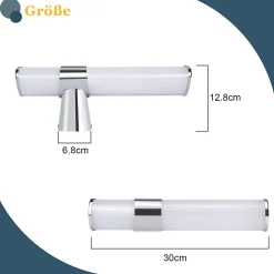 NETTLIFE 6W 30CM LED Salle de Bain IP44 Blanc Neutre 4000K Lampe Miroir Chrome Moderne