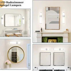 NETTLIFE 6W 30CM LED Salle de Bain IP44 Blanc Neutre 4000K Lampe Miroir Chrome Moderne