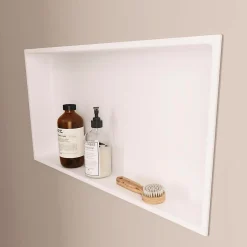 Niche de Douche Blanc Satiné - 30x60 cm - Rangement Mural Salle de Bain - NOOK