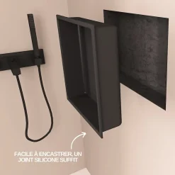 Niche de Douche Blanc Satiné - 30x30 cm - Rangement Mural Salle de Bain - NOOK