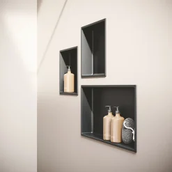 Niche de Douche Blanc Satiné - 30x30 cm - Rangement Mural Salle de Bain - NOOK