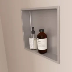 Niche de Douche Gris Satiné - 30x30 cm - Rangement Mural Salle de Bain - NOOK