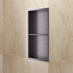 Niche de Douche Mural 33 x 63 cm - Rangement Salle de Bain en finition Noir Métal - ARTIC