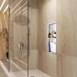 Niche de Douche Mural 33 x 63 cm - Rangement Salle de Bain en finition Noir Métal - ARTIC