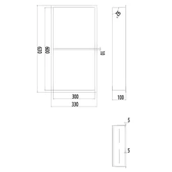 Niche de Douche Mural 33 x 63 cm - Rangement Salle de Bain en finition Noir Métal - ARTIC