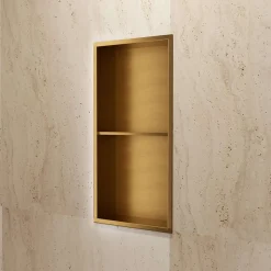 Niche de Douche Mural 33 x 63 cm - Rangement Salle de Bain en finition Or Brossé - ARTIC