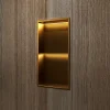 Niche de Douche Mural Éclairage Led 33 x 63 cm - Rangement Salle de Bain en finition Or Brossé - MARSHALL