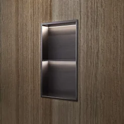 Niche de Douche Mural Éclairage Led 33 x 63 cm - Rangement Salle de Bain en finition Noir Métal - MARSHALL