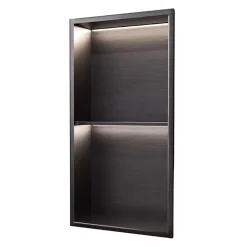 Niche de Douche Mural Éclairage Led 33 x 63 cm - Rangement Salle de Bain en finition Noir Métal - MARSHALL