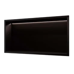 Niche de Douche Mural Éclairage Led 63 x 33 cm - Rangement Salle de Bain en finition Noir Mat - OCEANIC