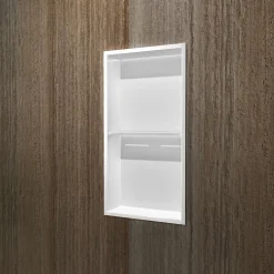 Niche de Douche Mural Éclairage Led 33 x 63 cm - Rangement Salle de Bain en finition Blanc Satiné - MARSHALL