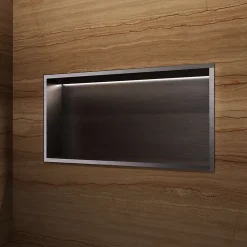 Niche de Douche Mural Éclairage Led 63 x 33 cm - Rangement Salle de Bain en finition Noir Métal - OCEANIC