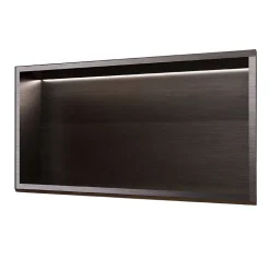 Niche de Douche Mural Éclairage Led 63 x 33 cm - Rangement Salle de Bain en finition Noir Métal - OCEANIC