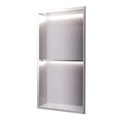 Niche de Douche Mural Éclairage Led 33 x 63 cm - Rangement Salle de Bain en finition Niquel Brossé - MARSHALL