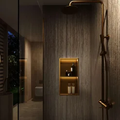 Niche de Douche Mural Éclairage Led 33 x 63 cm - Rangement Salle de Bain en finition Niquel Brossé - MARSHALL