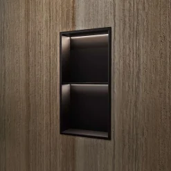 Niche de Douche Mural Éclairage Led 33 x 63 cm - Rangement Salle de Bain en finition Noir Mat - MARSHALL
