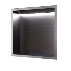Niche de Douche Mural Éclairage Led 33 x 33 cm - Rangement Salle de Bain en finition Noir Métal - INDIC