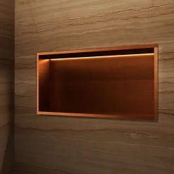 Niche de Douche Mural Éclairage Led 63 x 33 cm - Rangement Salle de Bain en finition Cuivré - OCEANIC