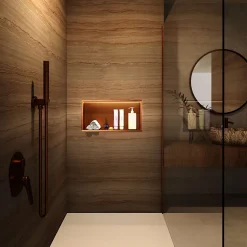 Niche de Douche Mural Éclairage Led 63 x 33 cm - Rangement Salle de Bain en finition Cuivré - OCEANIC