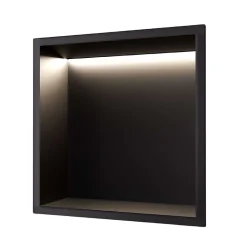 Niche de Douche Mural Éclairage Led 33 x 33 cm - Rangement Salle de Bain en finition Noir Mat - INDIC