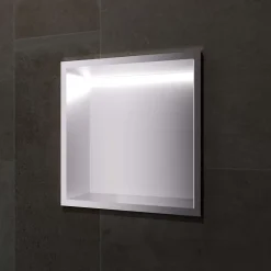Niche de Douche Mural Éclairage Led 33 x 33 cm - Rangement Salle de Bain en finition Blanc Satiné - INDIC