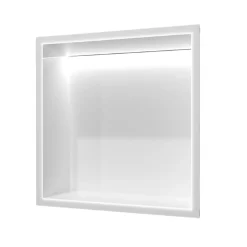 Niche de Douche Mural Éclairage Led 33 x 33 cm - Rangement Salle de Bain en finition Blanc Satiné - INDIC