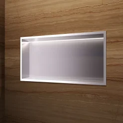 Niche de Douche Mural Éclairage Led 63 x 33 cm - Rangement Salle de Bain en finition Niquel Brossé - OCEANIC