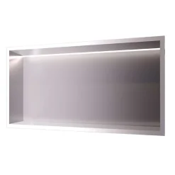 Niche de Douche Mural Éclairage Led 63 x 33 cm - Rangement Salle de Bain en finition Niquel Brossé - OCEANIC