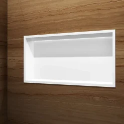 Niche de Douche Mural Éclairage Led 63 x 33 cm - Rangement Salle de Bain en finition Blanc Satiné - OCEANIC