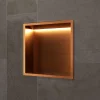 Niche de Douche Mural Éclairage Led 33 x 33 cm - Rangement Salle de Bain en finition Cuivré - INDIC