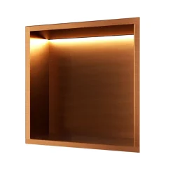 Niche de Douche Mural Éclairage Led 33 x 33 cm - Rangement Salle de Bain en finition Cuivré - INDIC