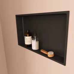 Niche de Douche Noir Satiné - 30x60 cm - Rangement Mural Salle de Bain - NOOK