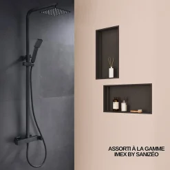 Niche de Douche Noir Satiné - 30x60 cm - Rangement Mural Salle de Bain - NOOK
