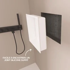 Niche de Douche Noir Satiné - 30x30 cm - Rangement Mural Salle de Bain - NOOK