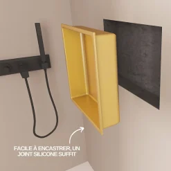 Niche de Douche Or Satiné - 30x30 cm - Rangement Mural Salle de Bain - NOOK