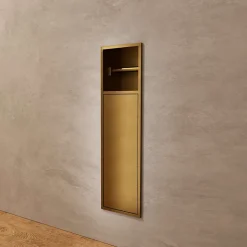 Niche de WC 17 x 60 cm - Rangement Mural Encastrable en finition Or Brossé - EGEAN