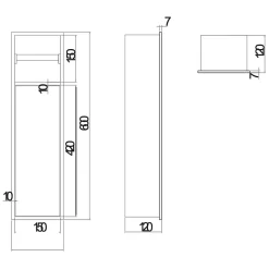 Niche de WC 17 x 60 cm - Rangement Mural Encastrable en finition Blanc Satiné - EGEAN