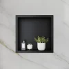 Niche inox SIRHONA 300x300x95mm - Encastrée + Bac à douche + Verticale/Horizontale + Noir mat