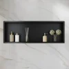 Niche inox SIRHONA 900x300x100mm - Encastrée + Bac à douche + Verticale/Horizontale + Noir mat