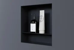 Niche murale de douche avec rebords, étagère encastrable douche acier inox avec compartiment - 30x30x10cm - NT303010X Noir