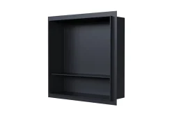 Niche murale de douche avec rebords, étagère encastrable douche acier inox avec compartiment - 30x30x10cm - NT303010X Noir