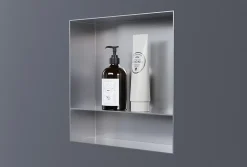 Niche murale de douche avec rebords, étagère encastrable douche acier inox avec compartiment - 30x30x10cm - NT303010X Acier brossé