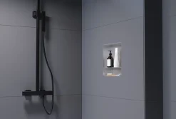 Niche murale de douche avec rebords, étagère encastrable douche acier inox avec compartiment - 30x30x10cm - NT303010X Acier brossé