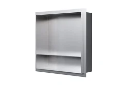 Niche murale de douche avec rebords, étagère encastrable douche acier inox avec compartiment - 30x30x10cm - NT303010X Acier brossé